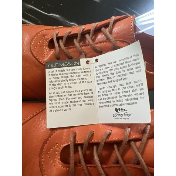 Spring Step Konak Sneaker Size 36/5.5-6 Womens Coral Orange Leather Shoe Cutouts - Picture 6 of 9